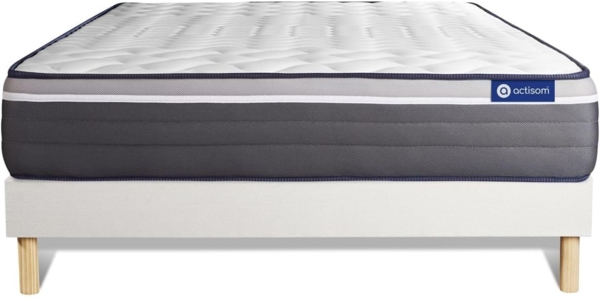 Actiflex plus Matratze 130x190 cm + Bettgestell mit Lattenrost, Härtegrad 5, Taschenfederkern und Memory-Schaum, Höhe : 26 cm