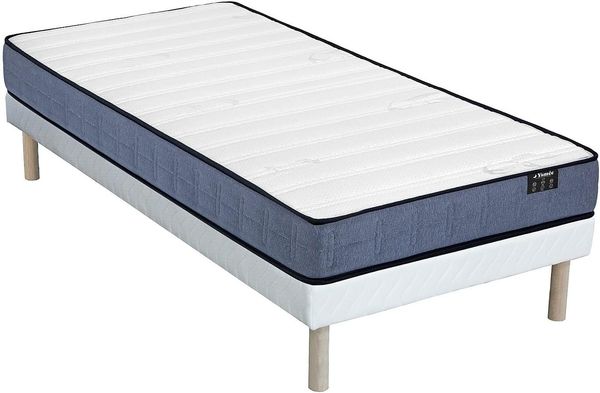 Vente-unique - DAYNI Mattress and bed base set Stoff Weiß - B 90 cm x H 19 cm31 cm x L 190 cm