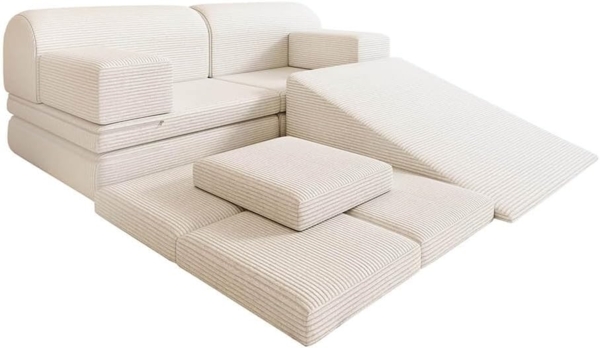 HOME DELUXE Spielsofa LIV inkl. Rutsche und Stapelsteine - Cord Beige