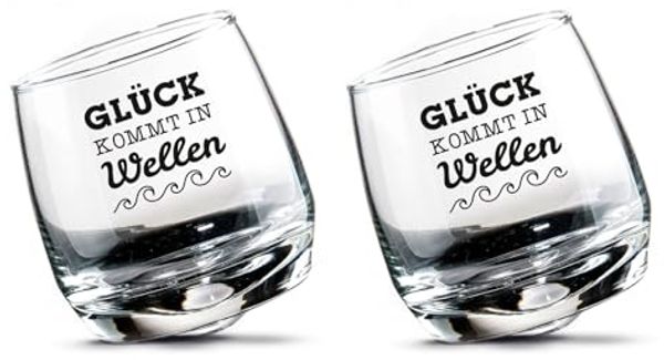 GILDE Schnapsglas Glas Wackelglas "Glück" 2er-Set, Glas
