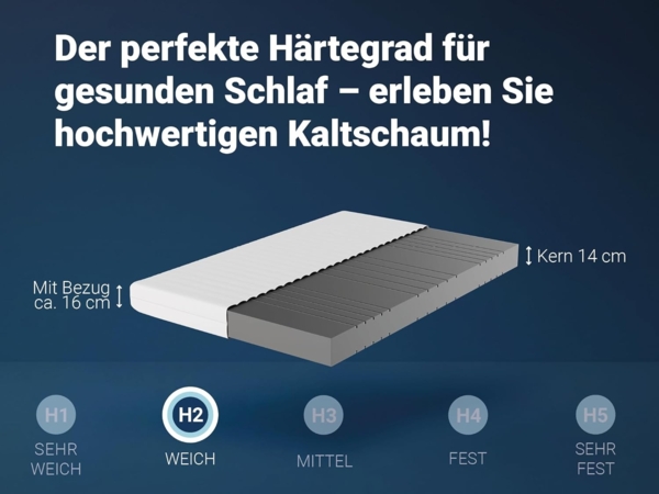 Betten-ABC KSP-500 - Das Original - 7-Zonen- Kaltschaummatratze mit waschbaren Klimafaserbezug, Größe: 140x200, Härtegrad: H2 Bild 3