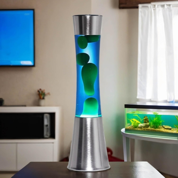 Licht-Erlebnisse Lavalampe SANDRO, Warmweiß, Retro Stimmungslicht Blau Grün inkl. Leuchtmittel 39 cm Tischlampe
