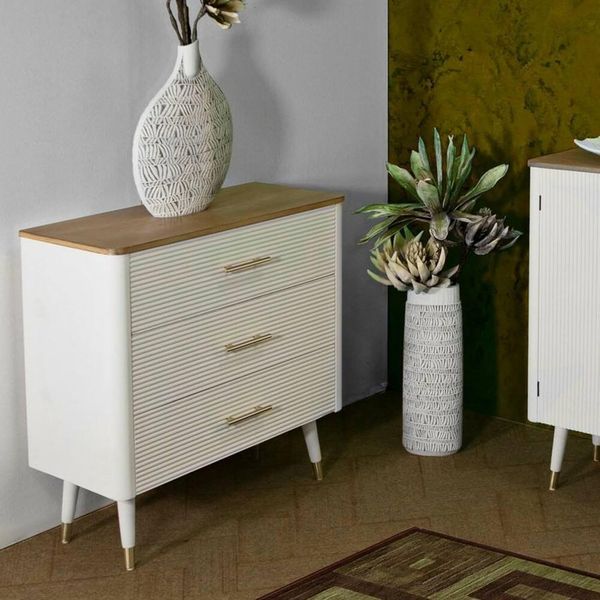 Dmora Kommode Boissano 78 x 37 x 80h cm Weiß 3 Schubladen