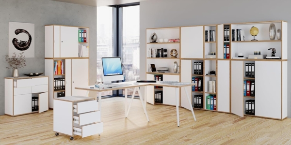 VCM Büroschrank Salia 920726 Weiß H. 110 x B. 60 x T. 33 cm Bild 2