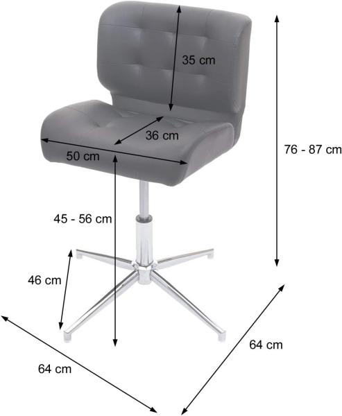 Bürostuhl HWC-H42, Drehstuhl Schreibtischstuhl, drehbar höhenverstellbar ~ Kunstleder schwarz, Chromfuß Bild 5