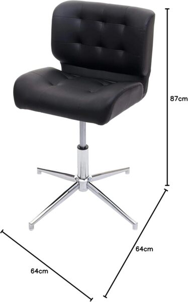 Bürostuhl HWC-H42, Drehstuhl Schreibtischstuhl, drehbar höhenverstellbar ~ Kunstleder schwarz, Chromfuß Bild 2