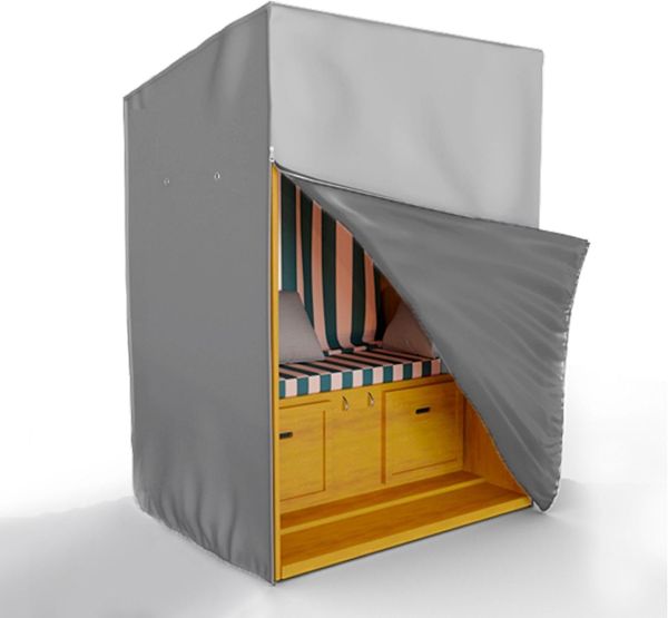 Kronenburg Strandkorb-Schutzhülle Wasserdicht & winterfest, für alle Strandkörbe, 420D Oxford Gewebe, 135x105x175cm, 2 Reißverschlüsse, Belüftungslöcher
