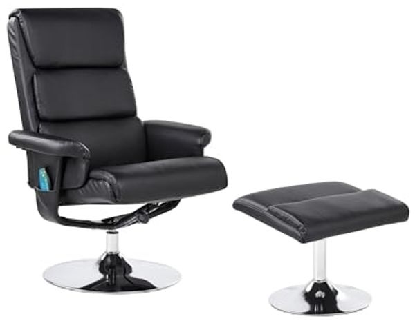 Massagestuhl LEGEND mit Fußstütze Kunstleder Schwarz