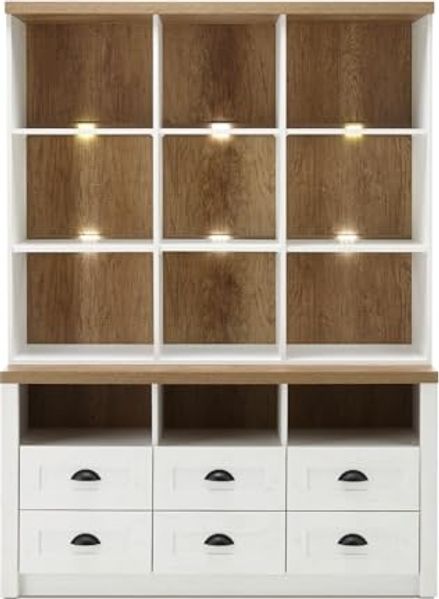 Buffetschrank Seyne in weiß Pinie und Eiche Landhaus 130 cm