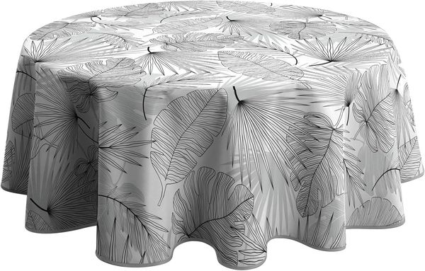 Le linge de Jules Tischdecke, schmutzabweisend, Olinda, grau, rund, 160 cm