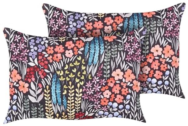 Gartenkissen 2er Set Blumenmuster CASTELARO 40 x 60 cm Bunt