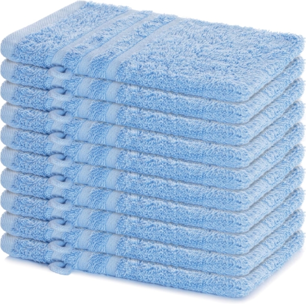 Lavea Waschhandschuh Elena, 15x21cm aus 100% Baumwolle, einzigartig weiche Waschhandschuhe mit Aufhänger (Set, 10-St), ideal für die schonende Reinigung des gesamten Körpers