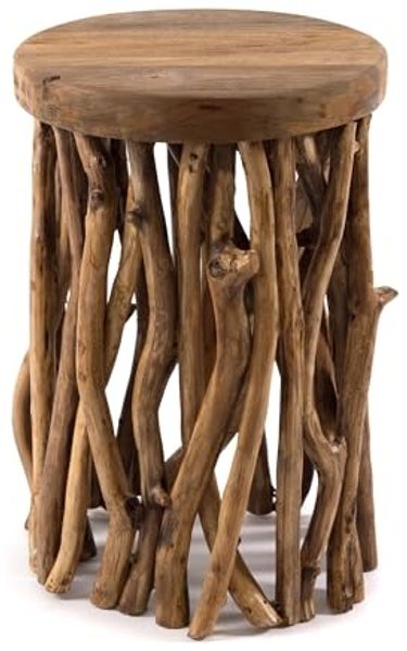 DESIGN DELIGHTS Beistelltisch BEISTELLTISCH "WOODS", Mahagoni, Äste Couchtisch, Holzhocker