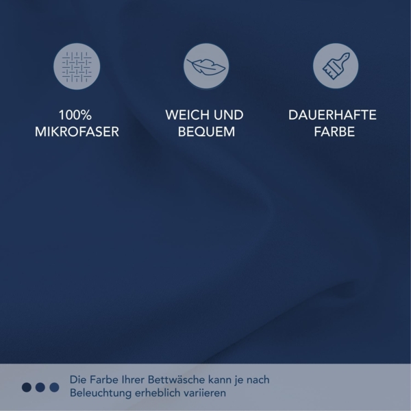 Dreamzie Spannbetttlaken 200x200 cm - 35 cm Tiefe Tasche - 100% Mikrofaser Bettlaken - Dunkelblau, Schadstoffgeprüft(Oeko TEX), Bettlaken mit Gummizug Bild 4