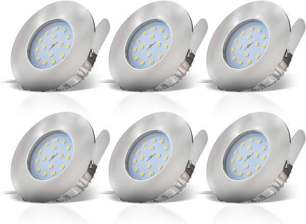 3x LED Einbaustrahler ultra-flach Badzimmer IP44 Decken-Spot Einbau-Leuchte GU10 6 Stück