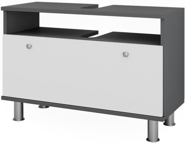 Waschbeckenunterschrank Fynn Weiß Hochglanz/Anthrazit 80.2 x 54 cm mit Schublade Vicco