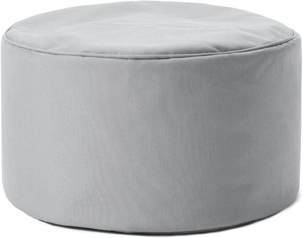 Lumaland Indoor Outdoor Sitzhocker 25 x 45 cm - Runder Sitzpouf, Sitzsack Bodenkissen, Sitzkissen, Bean Bag Pouf - Wasserabweisend - Pflegeleicht - ideal für Kinder und Erwachsene - Silbergrau