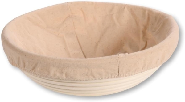 KESPER 19631 Brot- & Gärkorb aus Rattan, rund, Ø 25 cm, Textilfutter abnehmbar / Gärkörbchen