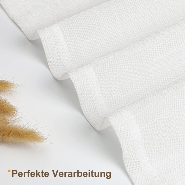 CUCRAF Leinenoptik Voile Vorhänge mit Ösen Gardine für Schlafzimmer Wohnzimmer,Off White H214 x B132,2er Set Bild 5