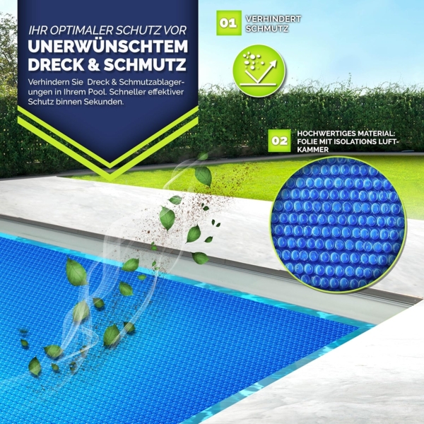 tillvex® Premium Pool Solarabdeckplane 400 µm Rund Ø 400 cm | Solarfolie Wärmeplane zuschneidbar | Solarplane Solarabdeckung | Poolheizung Poolsolarplane für Wassererwärmung Bild 5