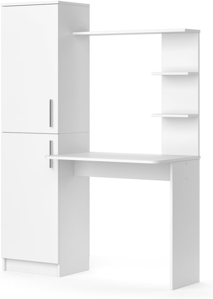 Vicco 'Tessa' Arbeitstisch, Schreibtisch mit Schrank, weiß, 168 x 52 x 122,9 cm