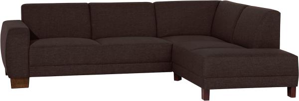 Blackpool Ecksofa Flachgewebe Leinenoptik Chocolate Buche Nussbaumfarben