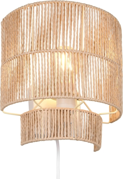 Wandleuchte SATNA aus Papiergarn mit Stecker und Schalter, Höhe 24cm