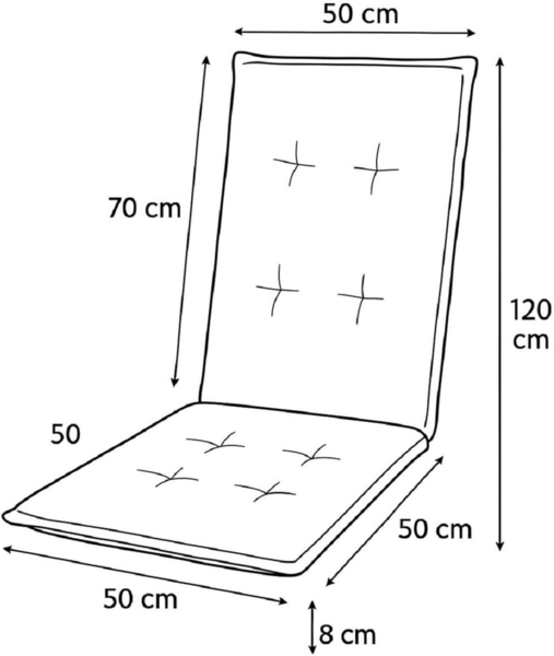 Madison Hochlehnerauflage C 453 Gartenstuhl Auflagen Kissen Polster für Hochlehner Sitzkissen, für Hochlehner-Stühle UV-beständig inkl. Bindebänder und Halteband Bild 2