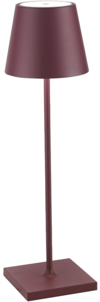 Zafferano, Poldina Pro Lampe, Kabellose, Wiederaufladbare Tischlampe mit Touch Control, Auch für den Außenbereich Geeignet, Dimmer, 2200-3000 K, Höhe 38 cm, Farbe Bordeaux