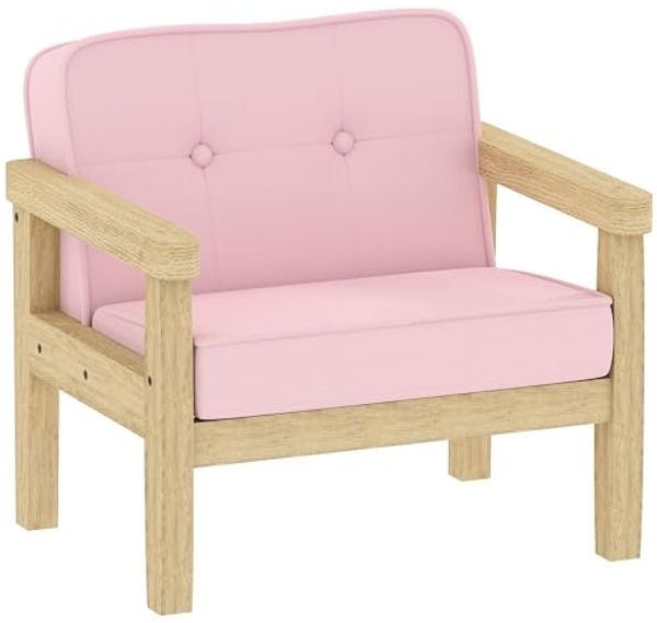 AIYAPLAY Kindersessel mit Holzrahmen, Cordoptik (Kindersofa, 1-St, gepolsterter Kinderstuhl), für Kinder von 3-8 Jahren, für Kinderzimmer, Spielzimmer, Rosa