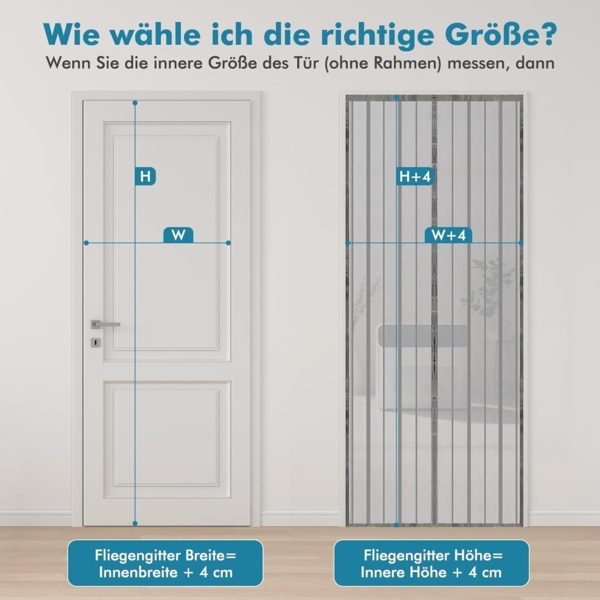 Sekey 110x210 cm Magnet Fliegengitter Tür Vorhang für Holz, Eisen, Aluminium Türen und Balkon. Einfache Installation, Grau Bild 5