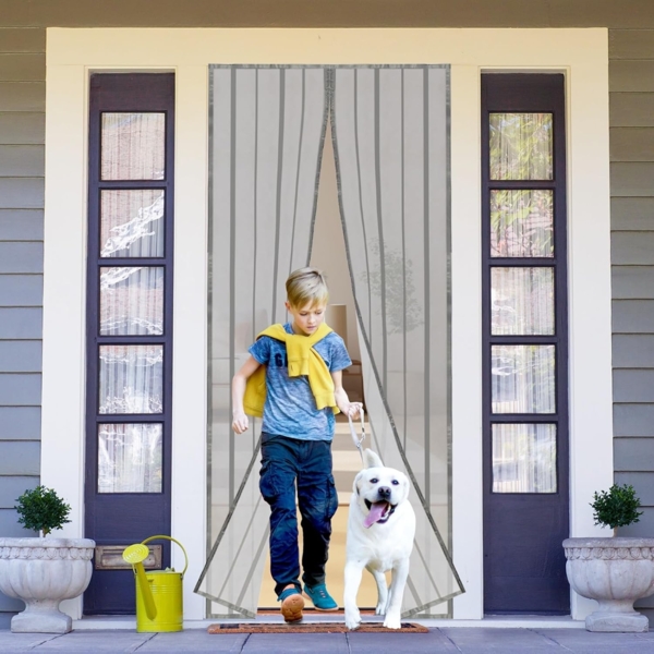 Sekey 110x210 cm Magnet Fliegengitter Tür Vorhang für Holz, Eisen, Aluminium Türen und Balkon. Einfache Installation, Grau Bild 6