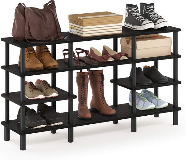 Furinno Mehrzweck-TV-Regal mit 4 Ebenen, Espresso/Schwarz, 29. 49x119. 9x68. 4 cm