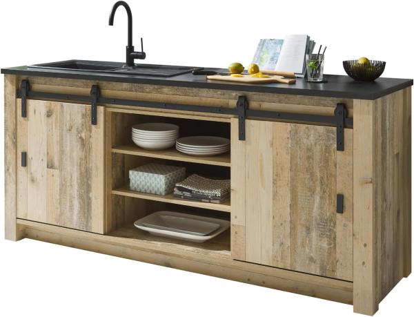 Küche mit Kochinsel Stove in Used Wood hell Set 6-tlg. Bild 7