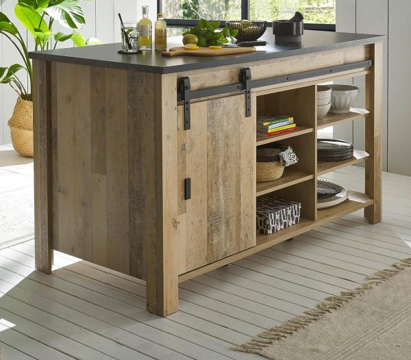 Küche mit Kochinsel Stove in Used Wood hell Set 6-tlg. Bild 4