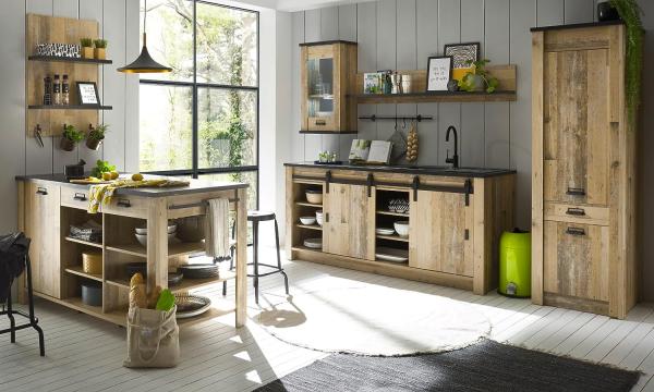 Küche mit Kochinsel Stove in Used Wood hell Set 6-tlg. Bild 8