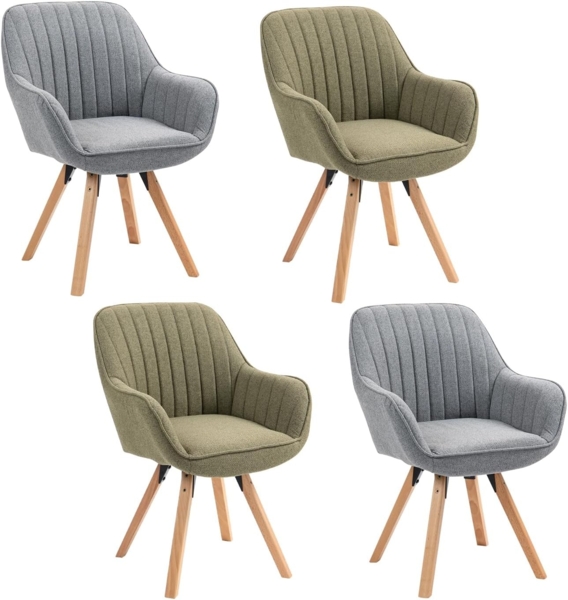 MEUBLE COSY Esszimmerstühle Drehbar 4er Set Küchenstuhl Polsterstuhl Drehstuhl mit Armlehne Sessel Schminkstuhl aus Stoff Massivholzbeine für Esszimmer Wohnzimmer Arbeitszimmer, Bunt