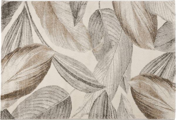 Baroni Home Teppich, Kurzflor, handgewebt, modernes Wohnzimmer, 120x170 cm, Foliage Beige