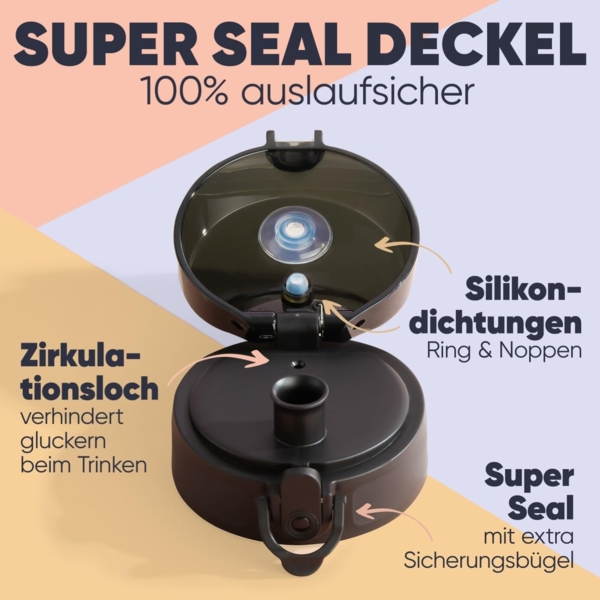 Blumtal Trinkflasche auslaufsichere Trinkflasche Sport + 1-Klick-Verschluss, BPA-freie Wasserflasche mit Sieb - spülmaschinenfest Bild 3