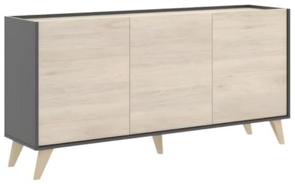 Sideboard KOLYMA - 3 Türen - Eiche & Anthrazit