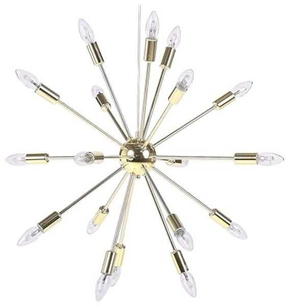 'Maguse' Hängeleuchte Gold Metall 18-flammig sternförmiger Schirm Sonnen-Optik Moderner Glamouröser Stil