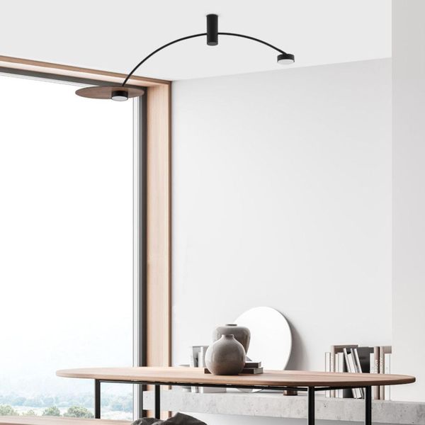 Licht-Erlebnisse Deckenleuchte WOLMAR, ohne Leuchtmittel, Holz Metall verstellbar Schwarz dunkel GX53 2-flammig Modern