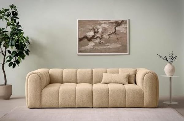 DOMO. collection Sofa 800 020, 3-Sitzer Bigsofa mit Taschenfederkern, 3er Couch, Modulsofa, Polstergarnitur, 118 x 254 x 69 cm (BxTxH), beige