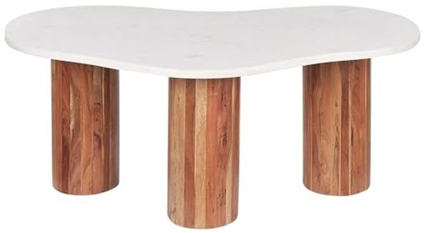 Couchtisch Marmor Akazienholz weiß oval 90x35 cm CASABLANCA