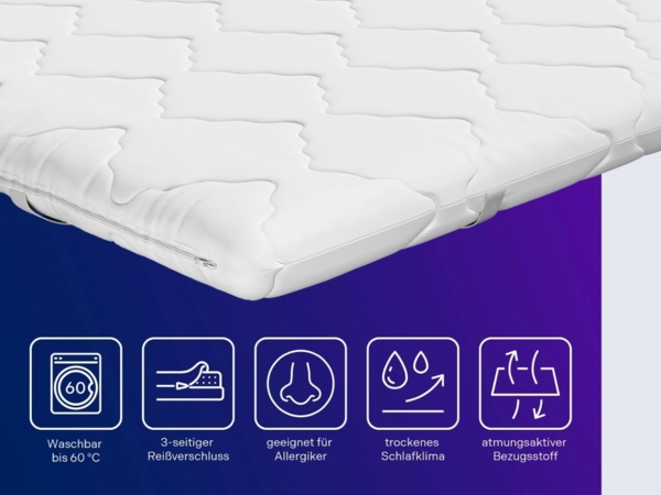 Traumnacht orthopädischer Matratzentopper, mit einem bequemem Komfortschaumkern, Öko-Tex zertifiziert, 140x200 cm, produziert nach deutschem Qualitätsstandard Bild 4