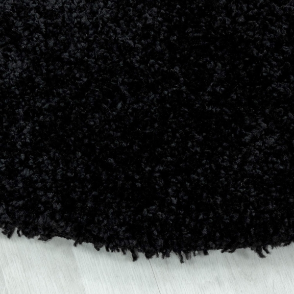 HomebyHome Shaggy Hochflor Wohnzimmerteppich Läufer 60x110 cm Schwarz - Flur Teppich Flauschig, Modern, Plüsch und Extra Weich - Ideal als Bettvorleger im Schlafzimmer und als Küchenläufer Bild 6