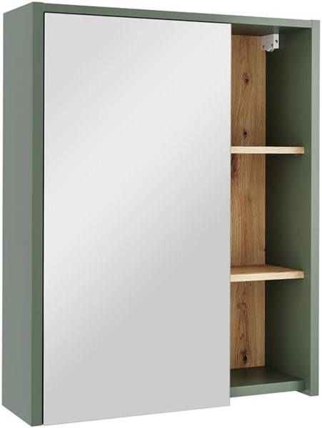 Badspiegelschrank Viola Grün/Artisan 60 x 75 cm mit offenen Regalen Vicco