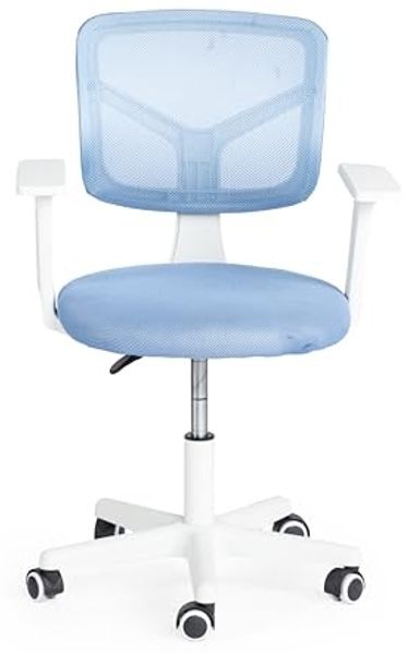 FurnitureR Home Bürostuhl, Computerstuhl Jugendliche, mit atmungsaktivem Netz, drehbar, höhenverstellbar, mit Armlehnen, Blau, Metall, 50 x 53 x 87 cm