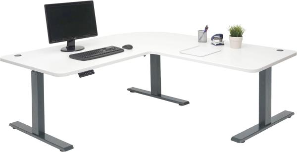 Eck-Schreibtisch HWC-D40, Computertisch elektrisch höhenverstellbar 178x178cm 84kg MVG ~ weiß, anthrazit-grau