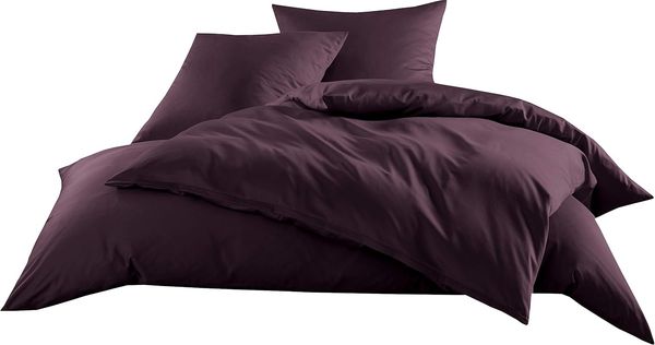 Mako-Satin / Baumwollsatin Bettwäsche uni / einfarbig brombeer